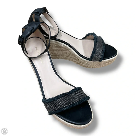 Sandals Heels Wedge By Clothes Mentor In Black & Cream, Size: 8.5