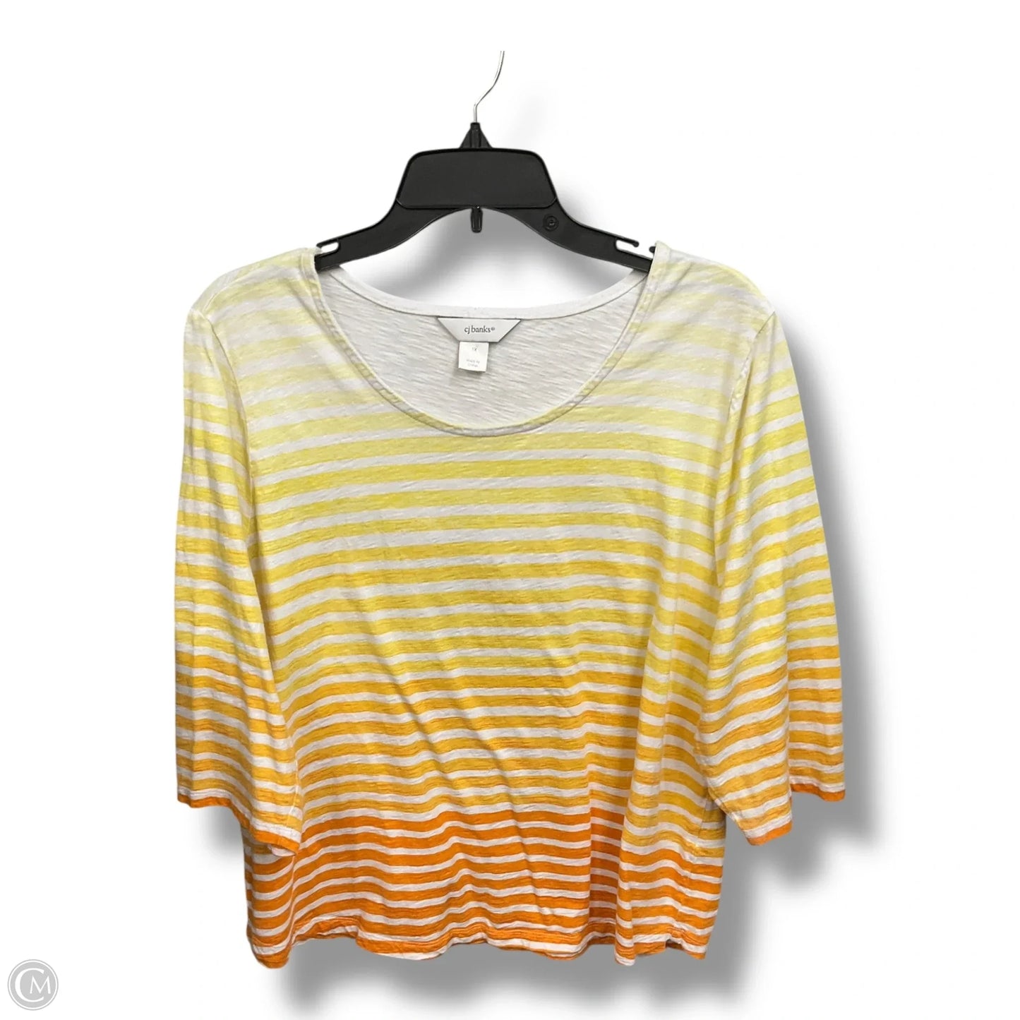 Top 3/4 Sleeve By Cj Banks In Striped Pattern, Size: 1x