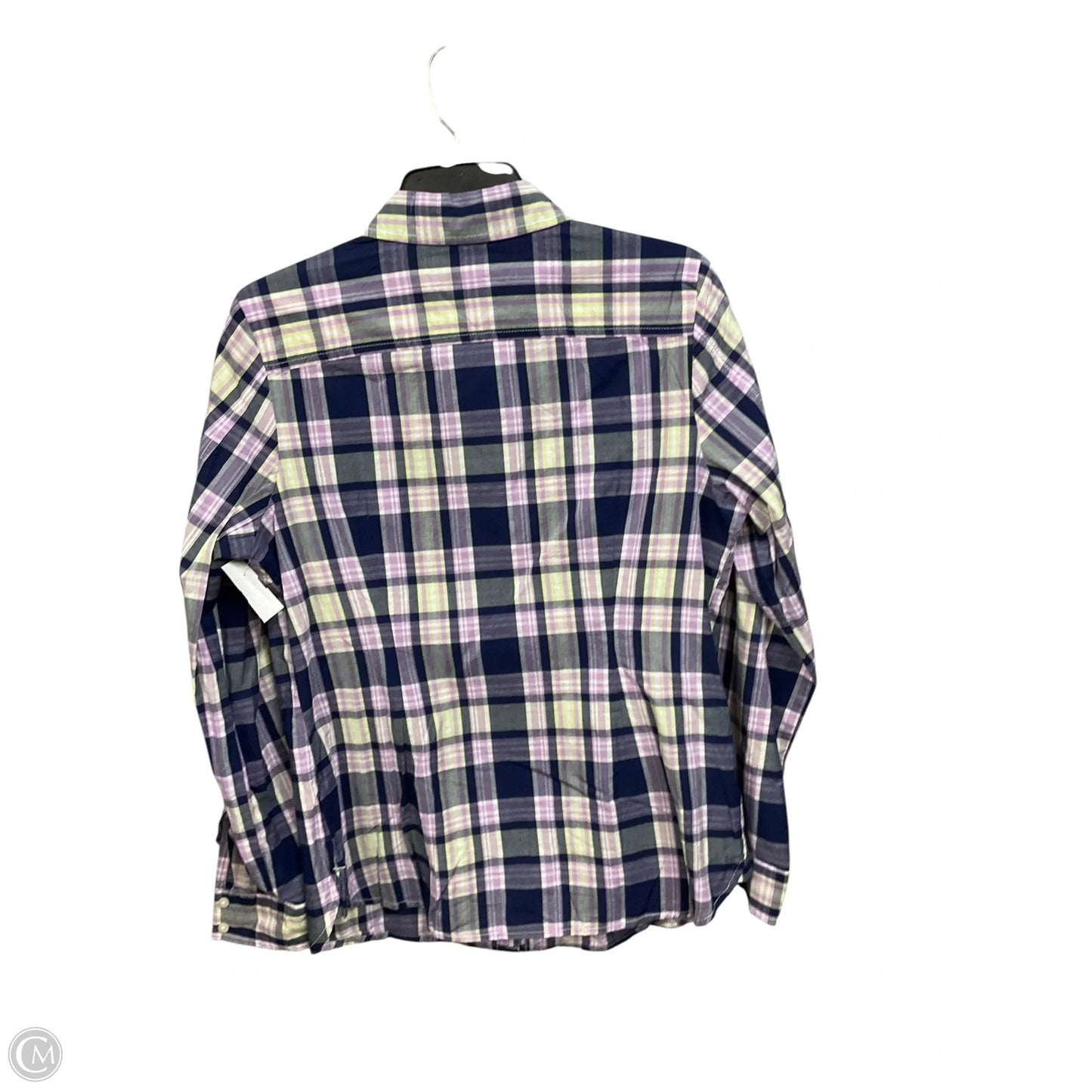 Blouse Long Sleeve By Tommy Hilfiger In Plaid Pattern, Size: L