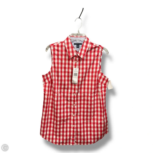 Blouse Sleeveless By Tommy Hilfiger In Checkered Pattern, Size: L