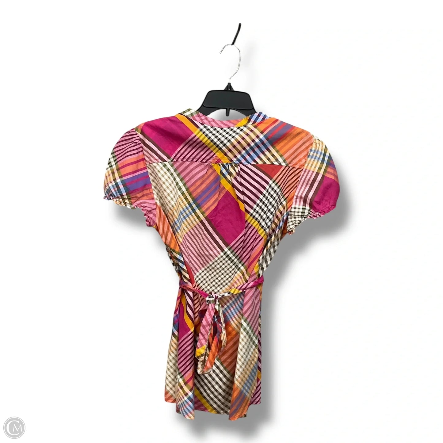 Top Short Sleeve By Tommy Hilfiger In Plaid Pattern, Size: M