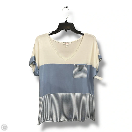 Top Short Sleeve By Clothes Mentor In Blue & White, Size: L