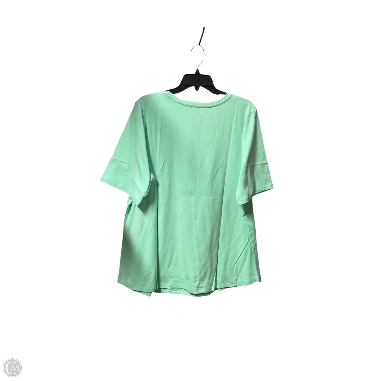 Top Short Sleeve Basic By Denim And Company In Green, Size: 1x