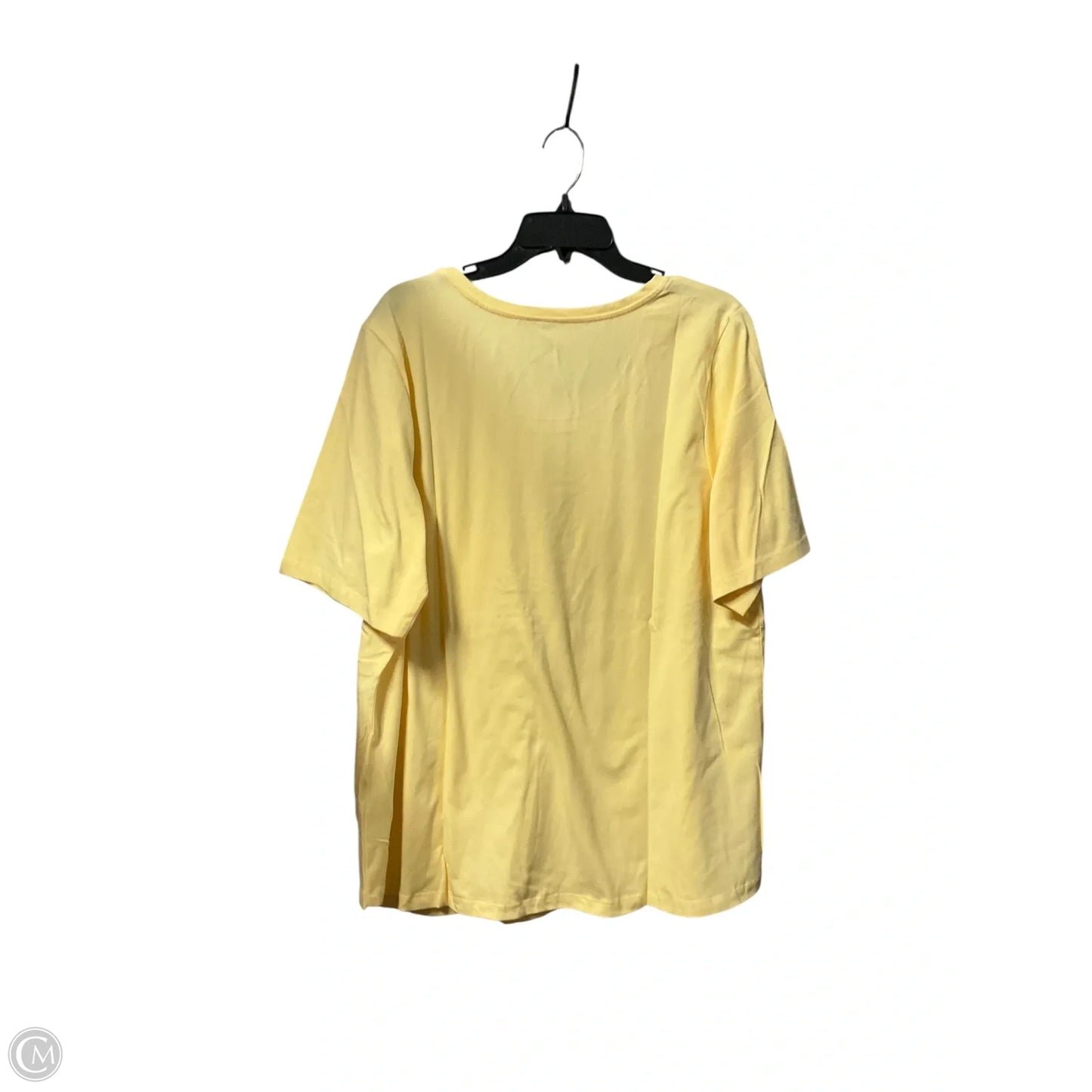 Top Short Sleeve Basic By Denim And Company In Yellow, Size: 1x