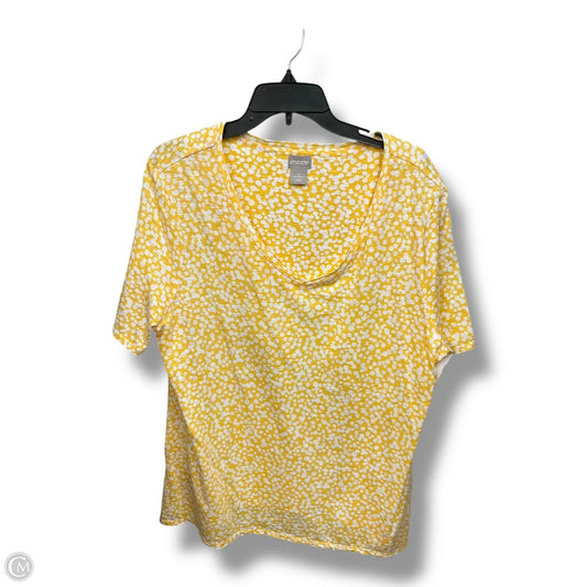 Top Short Sleeve By Chicos In Yellow, Size: Xl