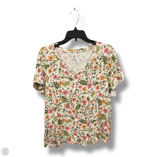 Top Short Sleeve By J. Jill In Floral Print, Size: Xl