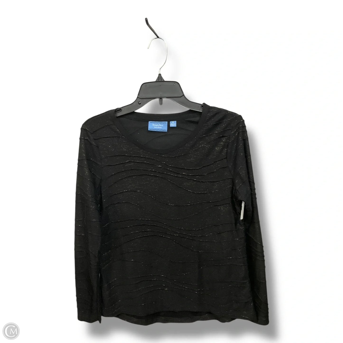 Top Long Sleeve By Simply Vera In Black & Gold, Size: M