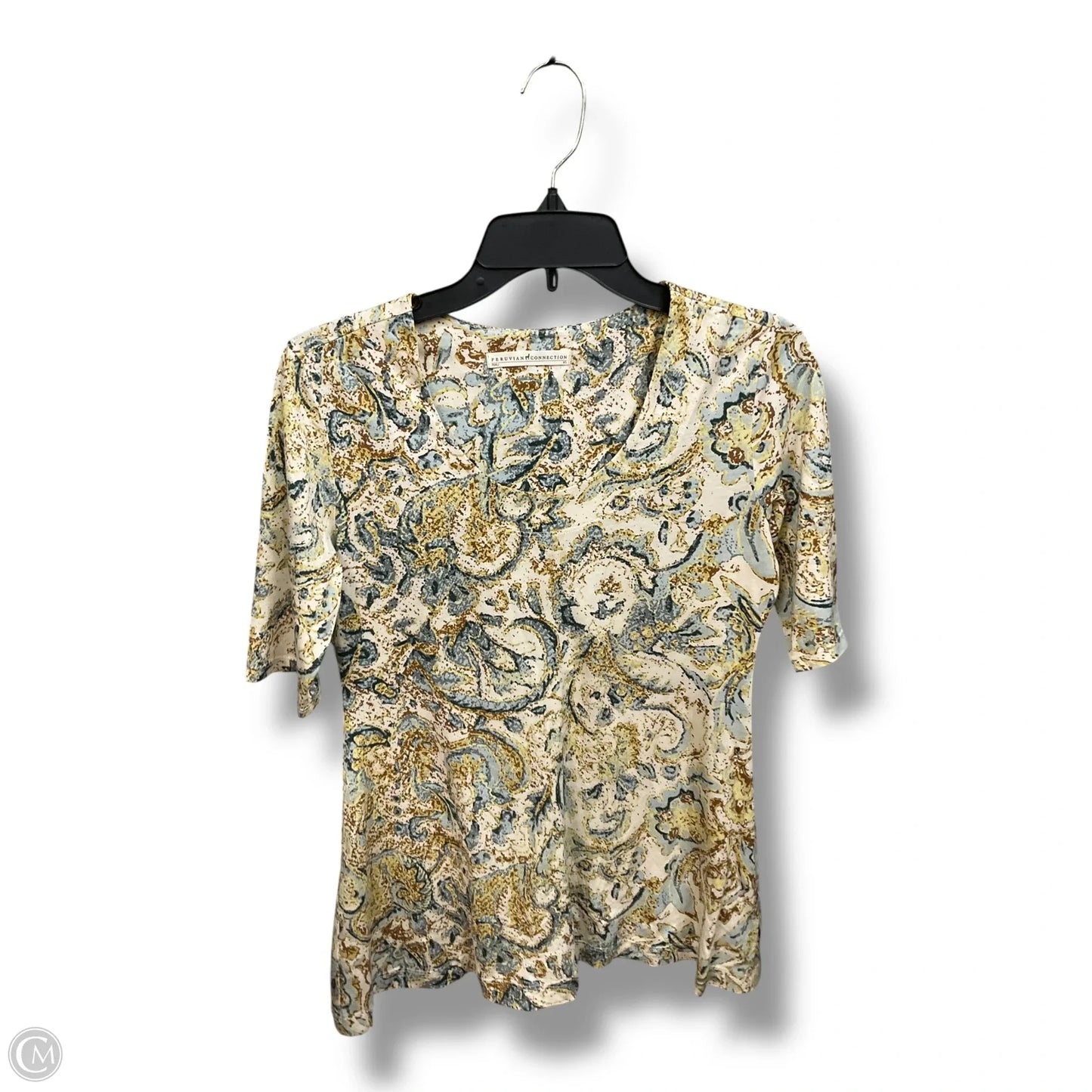 Top Short Sleeve By Peruvian Connection In Blue & Brown, Size: Xs