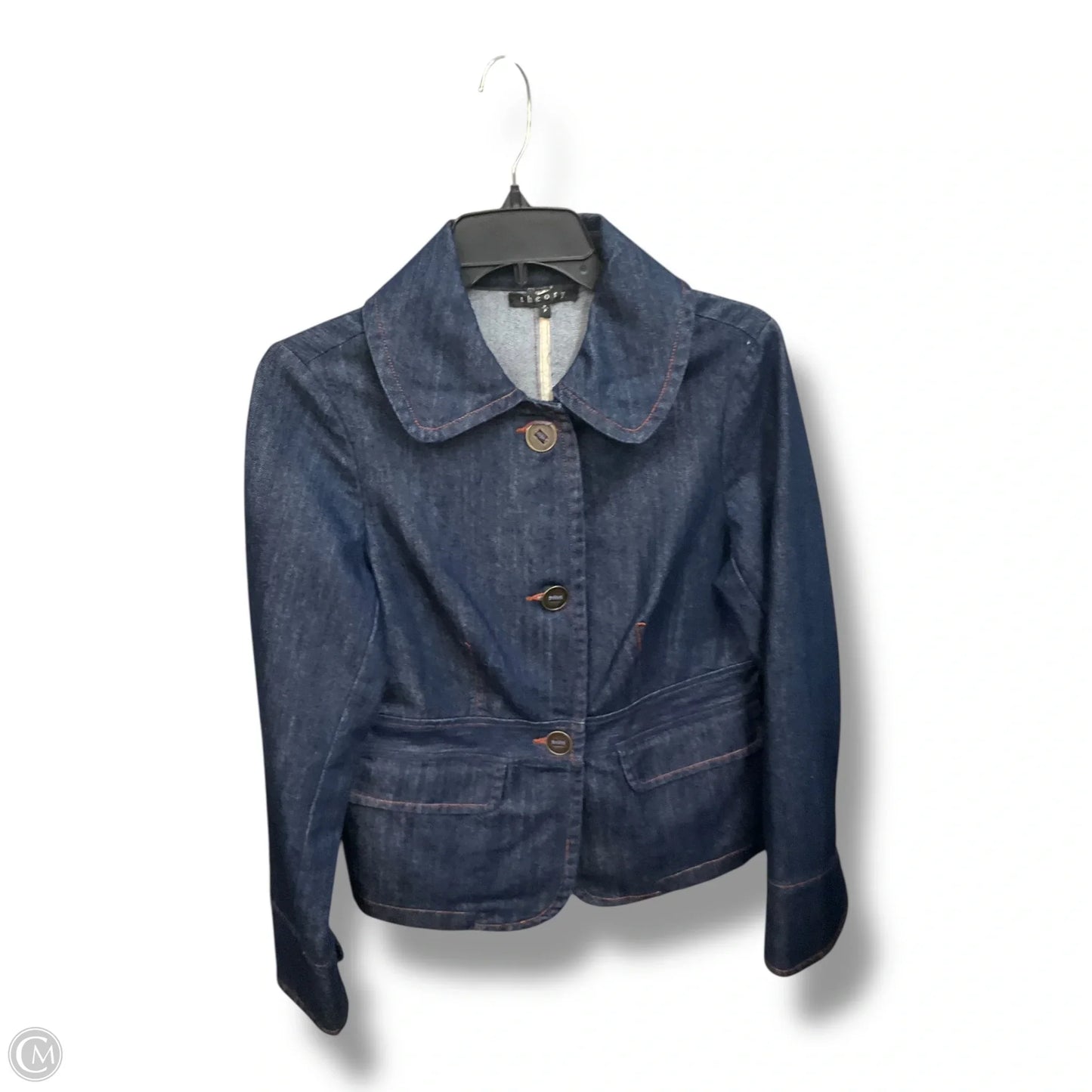Jacket Denim By Theory In Blue Denim, Size: S