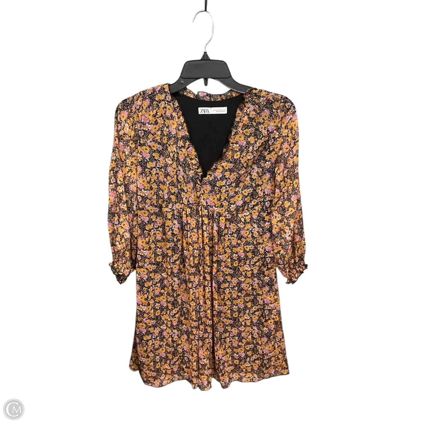 Tunic 3/4 Sleeve By Zara In Floral Print, Size: Xs