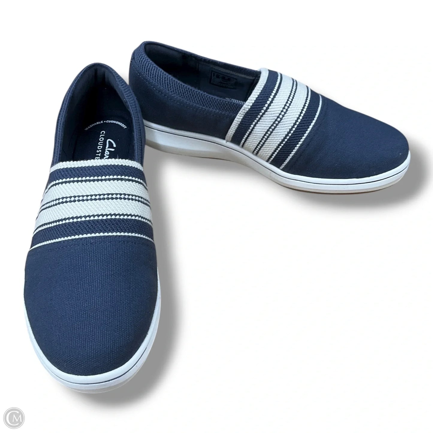 Shoes Sneakers By Clarks In Blue & White, Size: 6.5