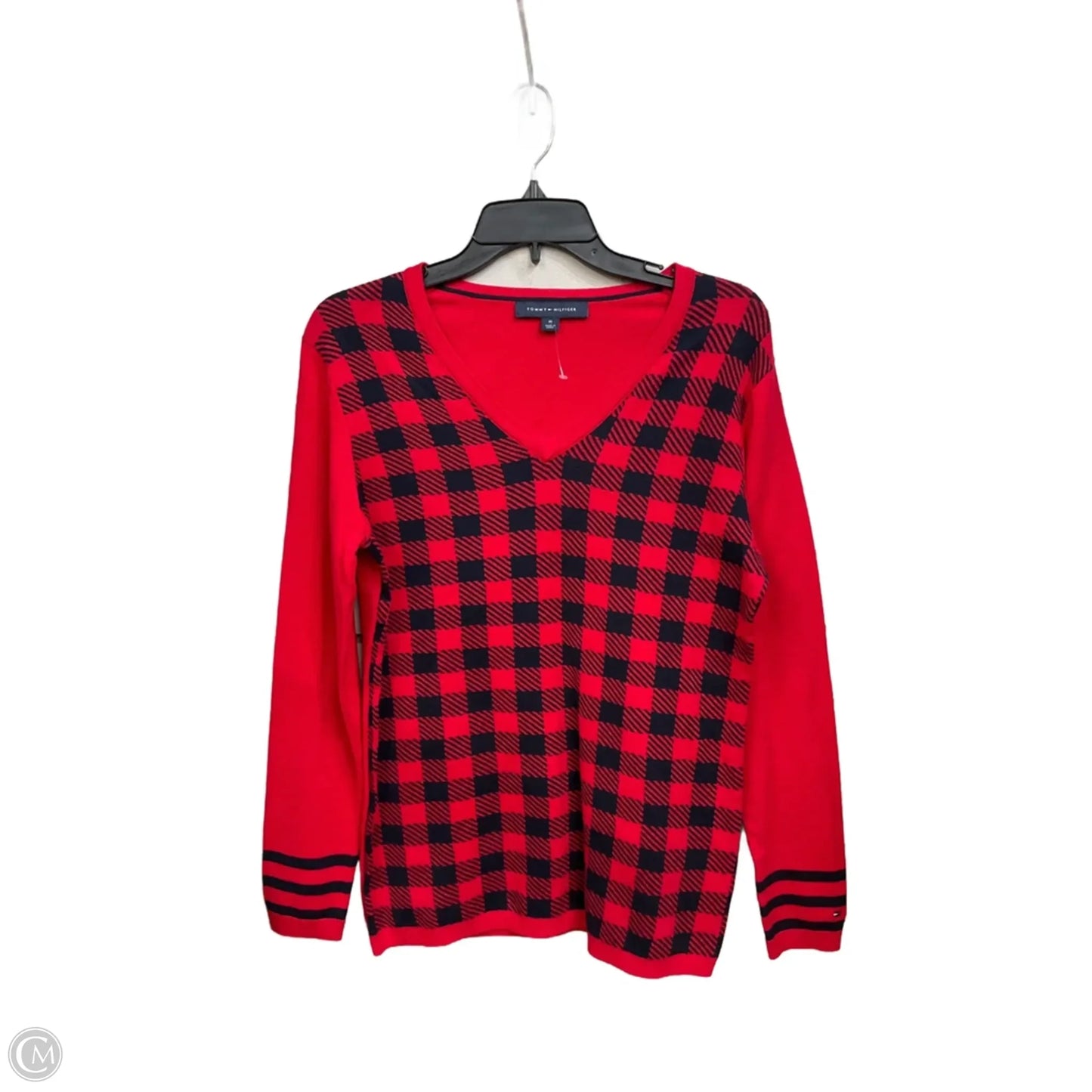 Top Long Sleeve By Tommy Hilfiger In Black & Red, Size: M