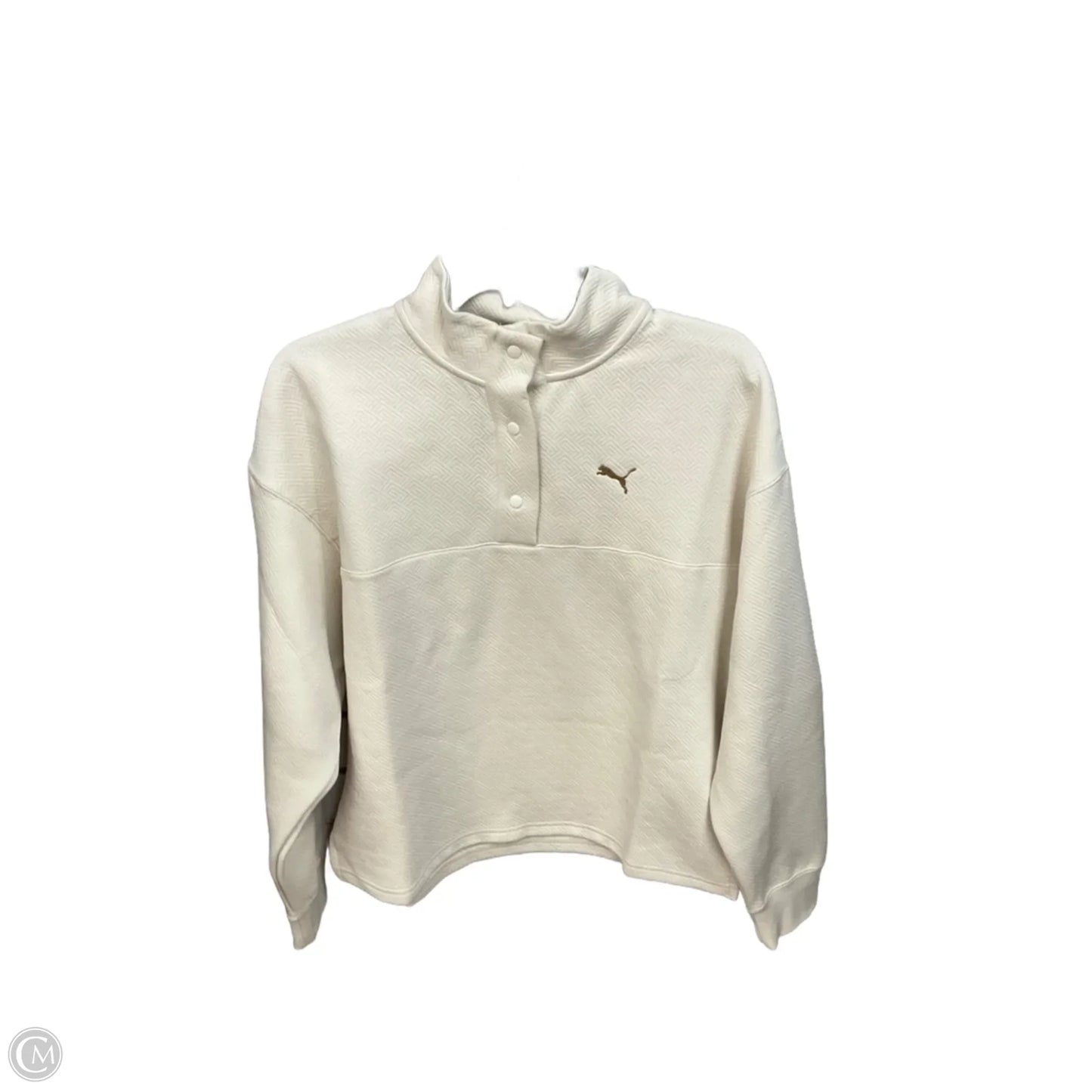 Athletic Top Long Sleeve Collar By Puma In Cream, Size: M