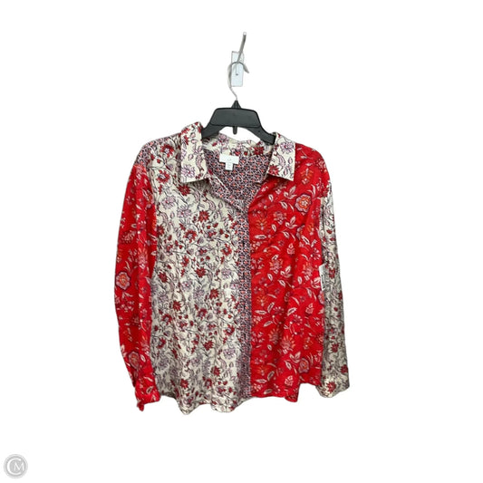 Blouse Long Sleeve By J. Jill In Floral Print, Size: Xl