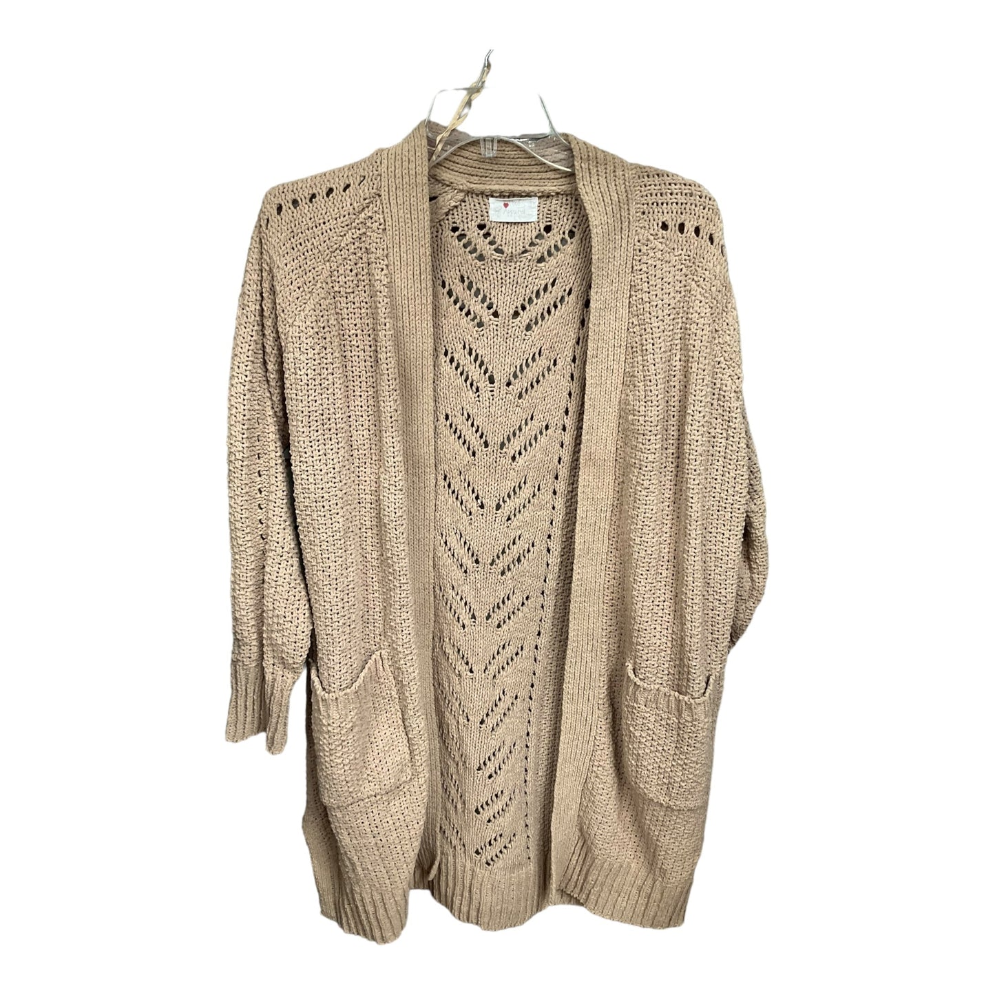 Tan Sweater Cardigan Poof, Size L