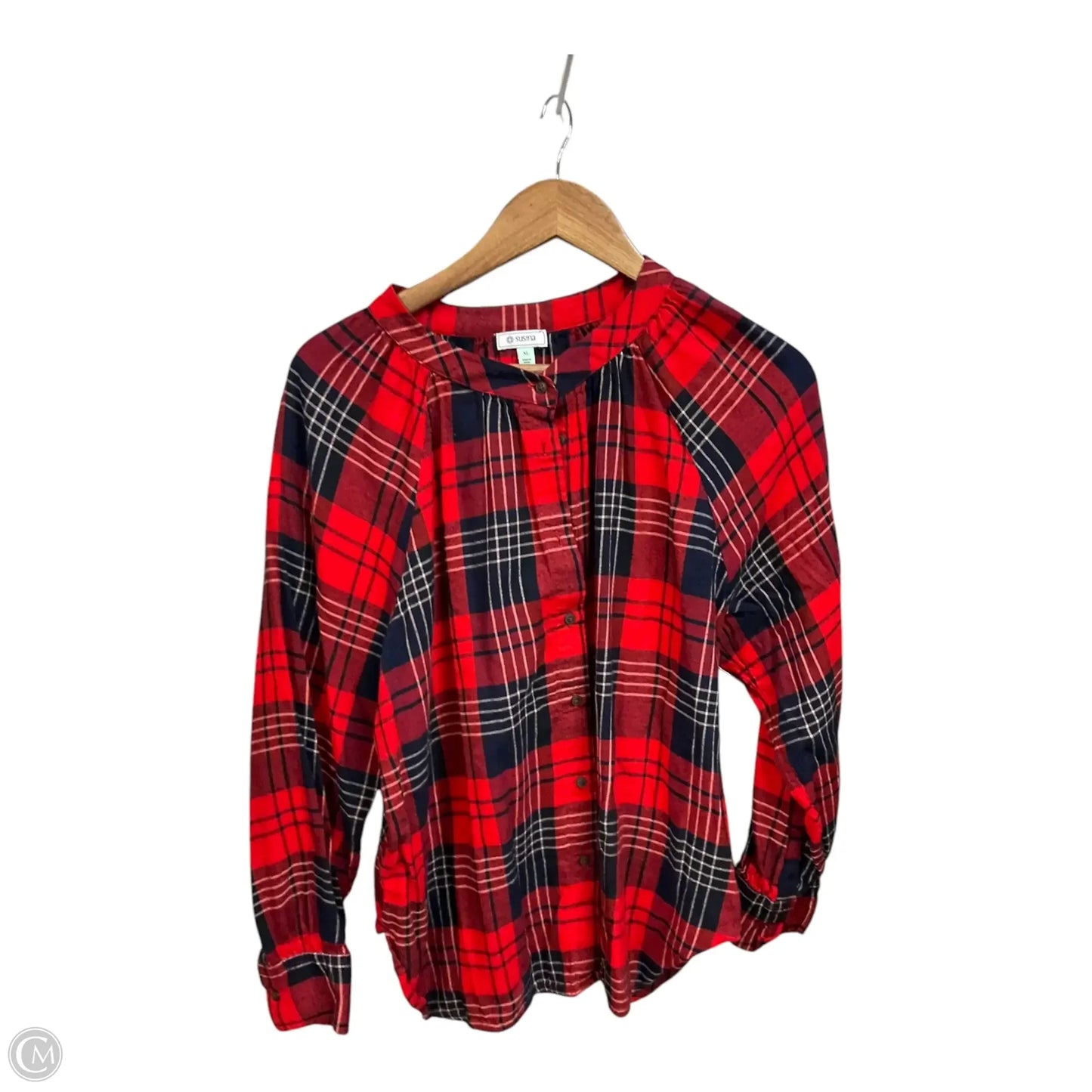 Top Long Sleeve By Susina In Plaid Pattern, Size: Xl