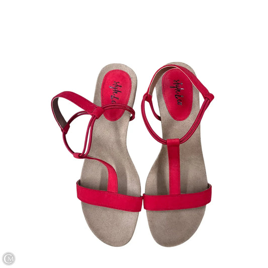 Sandals Heels Wedge By Style And Company In Red, Size: 7