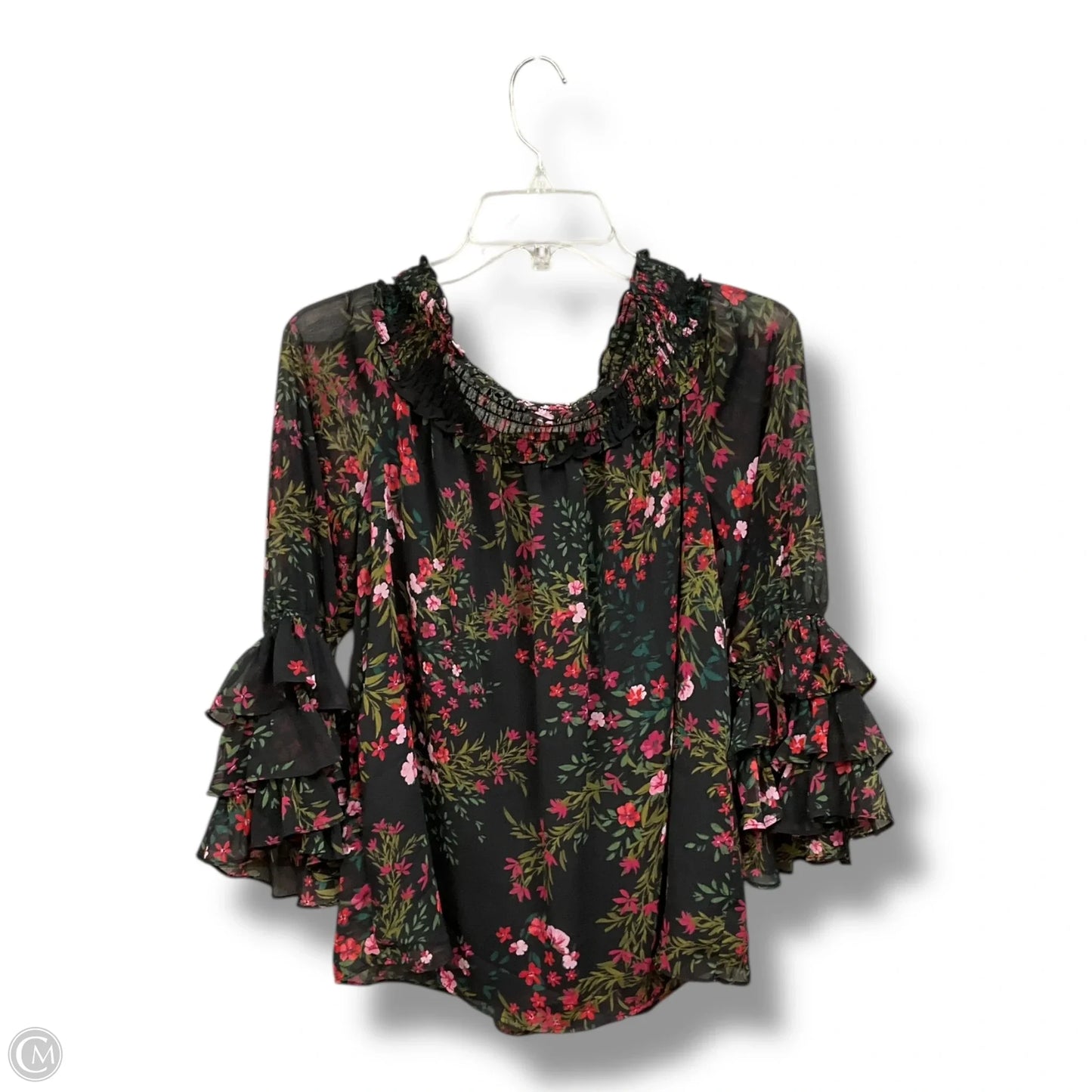 Blouse Long Sleeve By Cece In Floral Print, Size: L