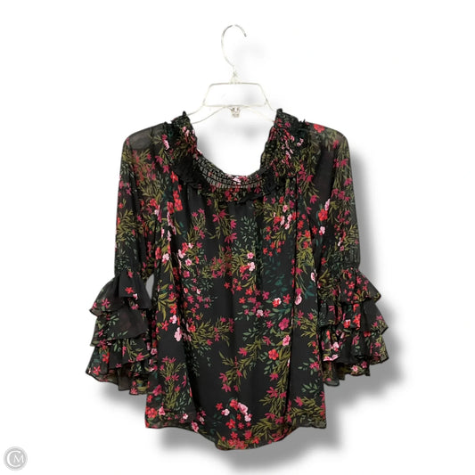 Blouse Long Sleeve By Cece In Floral Print, Size: L