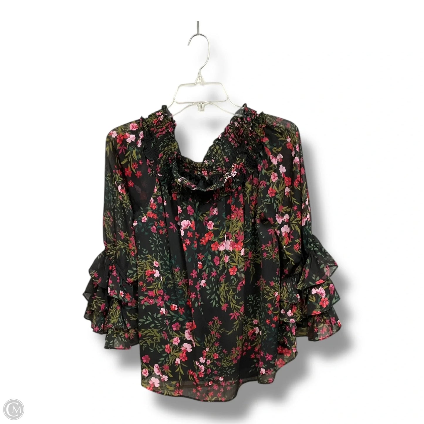 Blouse Long Sleeve By Cece In Floral Print, Size: L