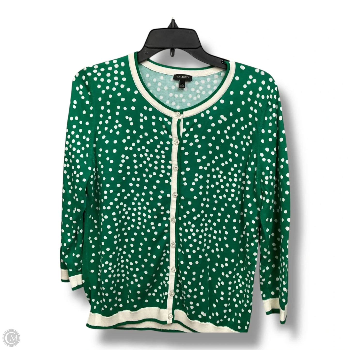Cardigan By Talbots In Polkadot Pattern, Size: L