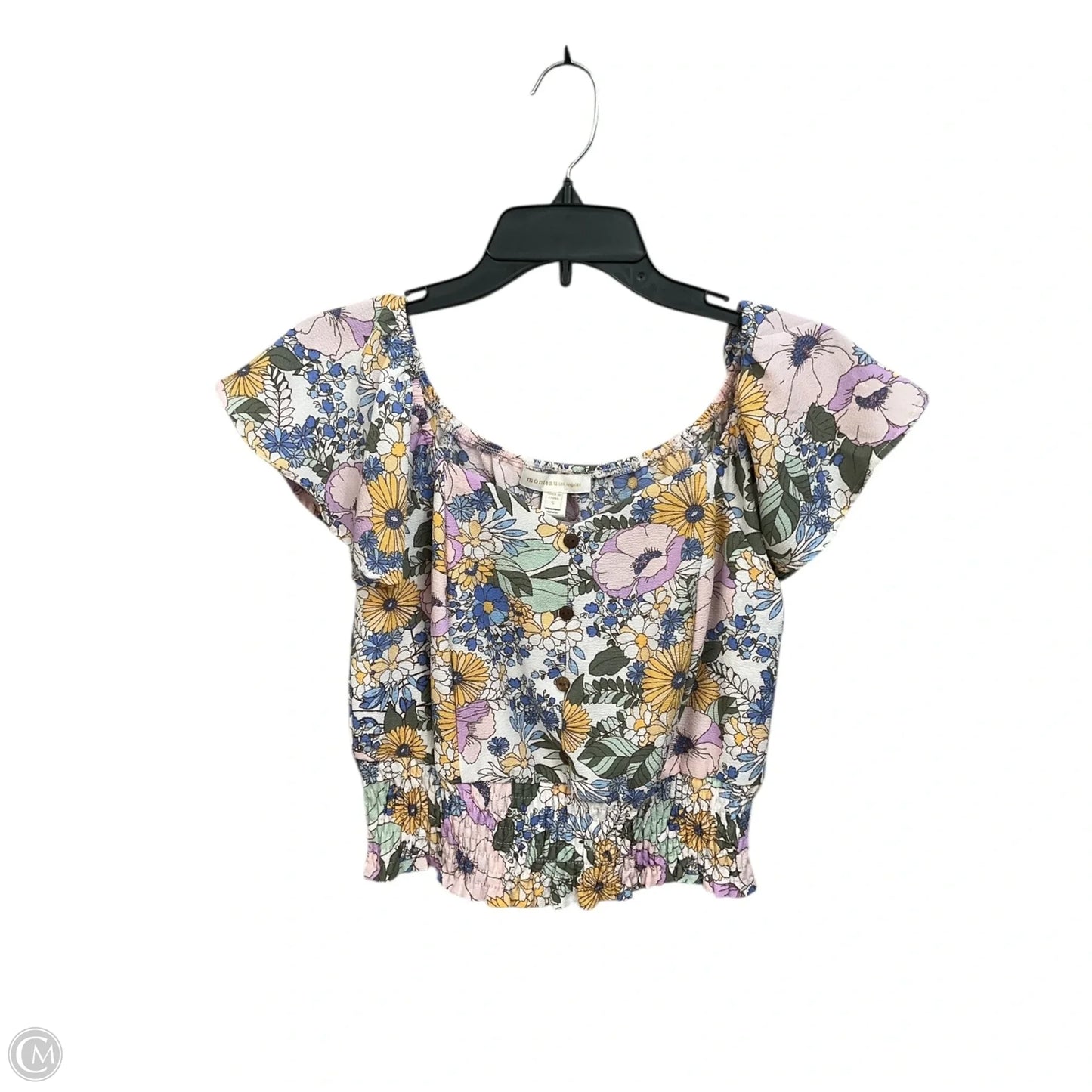 Top Short Sleeve By Monteau In Floral Print, Size: S