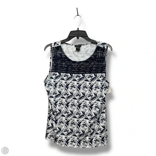 Top Sleeveless By Ann Taylor In Blue & White, Size: L