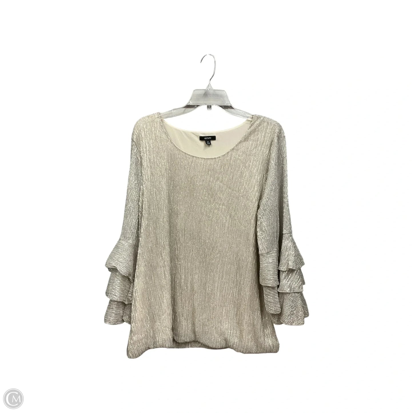 Blouse 3/4 Sleeve By Alfani In Silver, Size: 2x