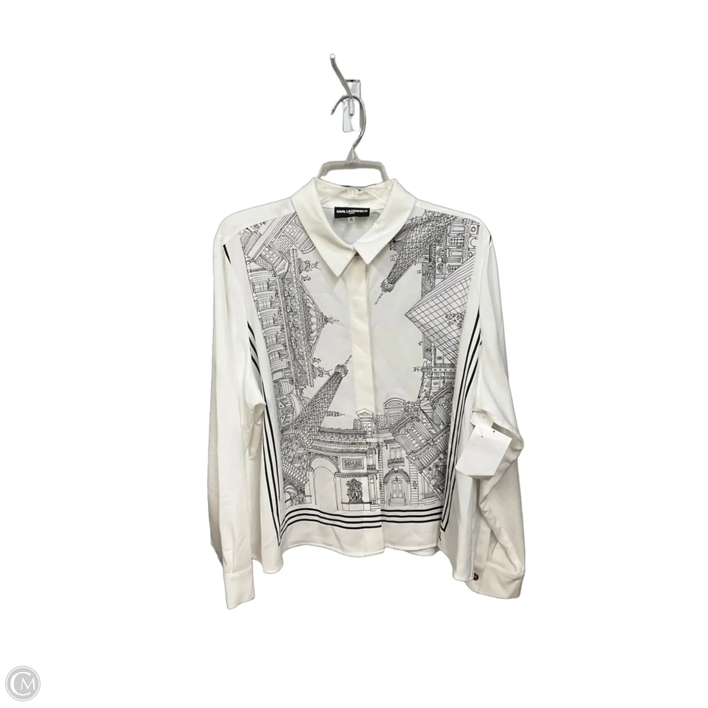 Blouse Designer By Karl Lagerfeld In White, Size: 0x