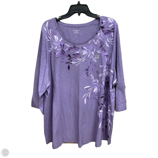 Top 3/4 Sleeve By Catherines In Floral Print, Size: 2x