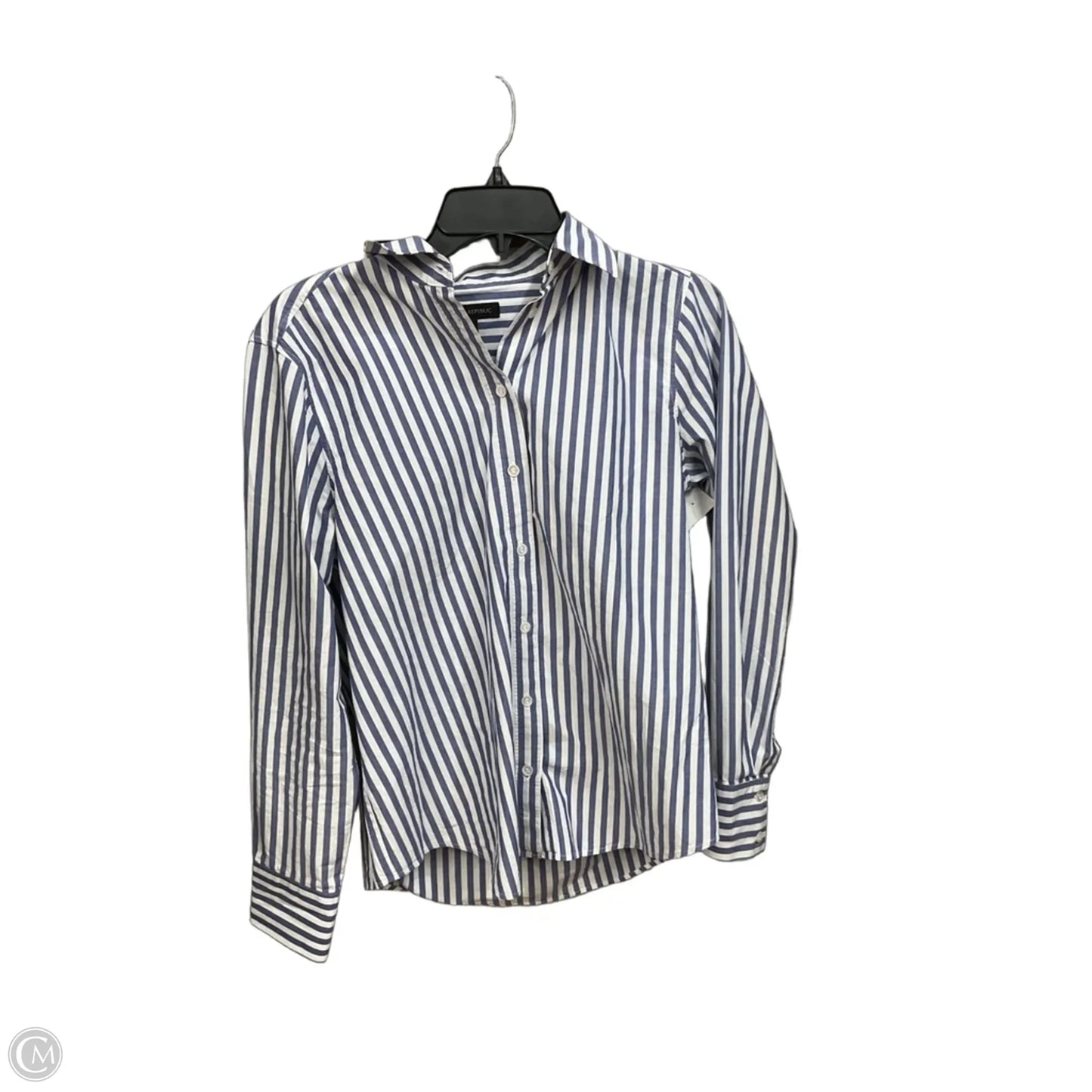 Blouse Long Sleeve By Banana Republic In Striped Pattern, Size: M