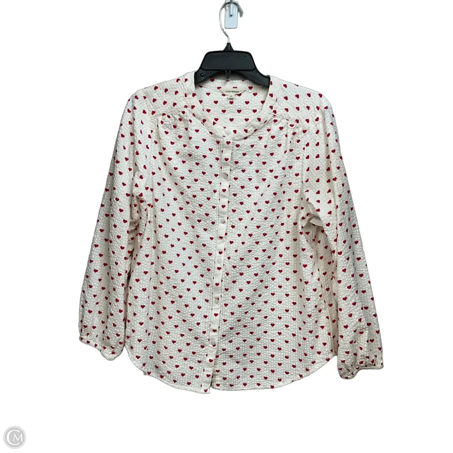 Top Long Sleeve By Lucky Brand In Red & White, Size: M