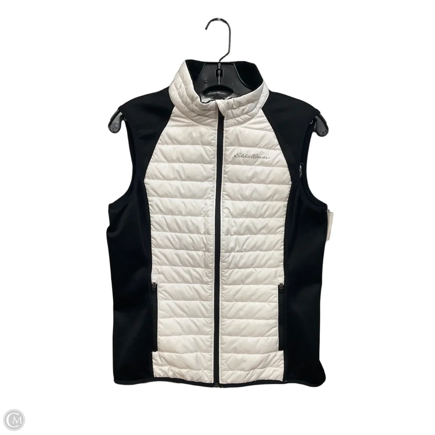 Vest Puffer & Quilted By Eddie Bauer In Black & White, Size: M