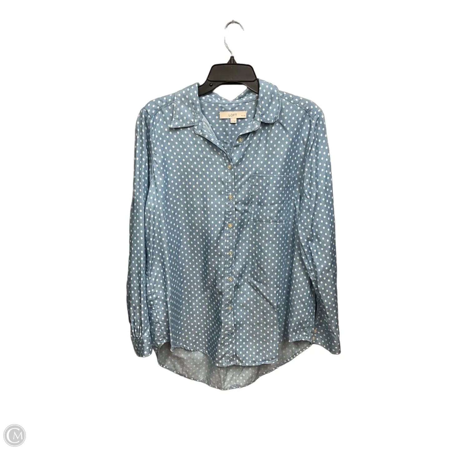 Blouse Long Sleeve By Loft In Polkadot Pattern, Size: Lp