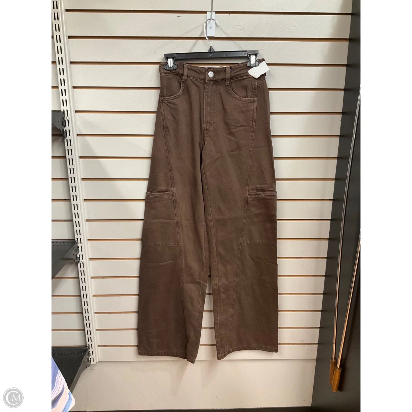Jeans Wide Leg By Zara In Brown Denim, Size: 0
