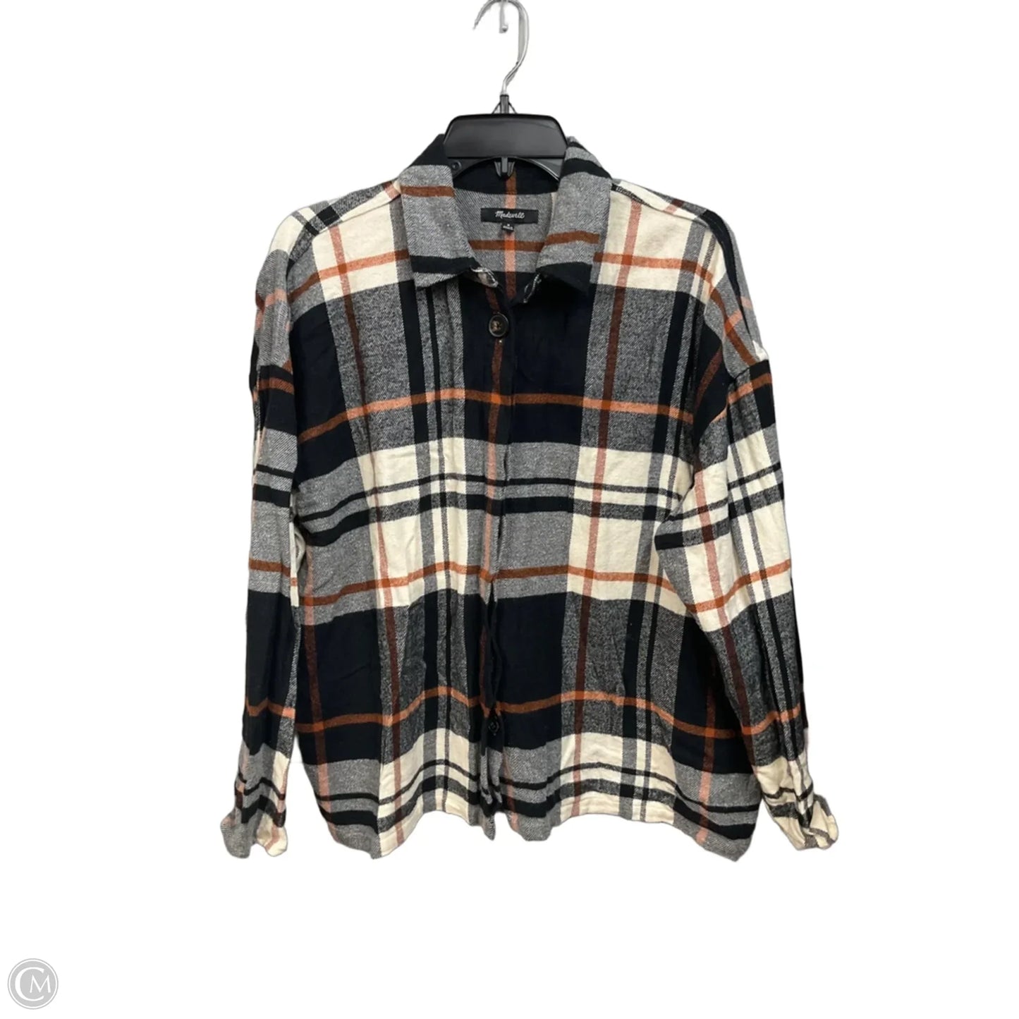 Top Long Sleeve By Madewell In Plaid Pattern, Size: M