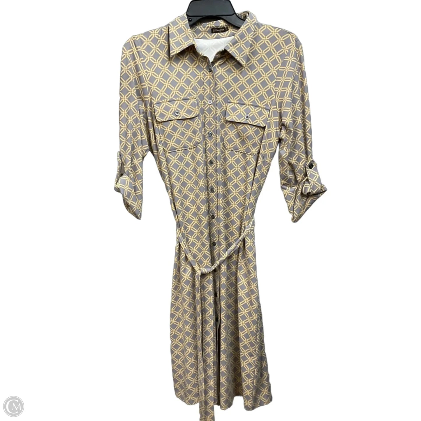 Dress Casual Short By J Mclaughlin In Grey & Yellow, Size: S