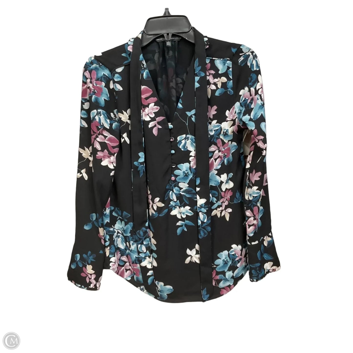 Top Long Sleeve By White House Black Market In Floral Print, Size: Xs