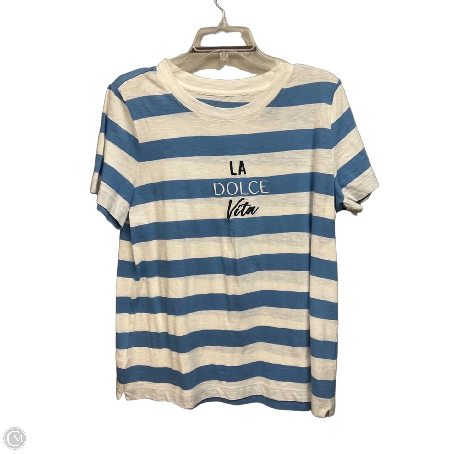 Top Short Sleeve By Loft In Striped Pattern, Size: L