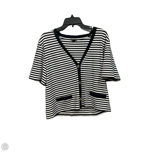 Top Short Sleeve By Ann Taylor In Striped Pattern, Size: L