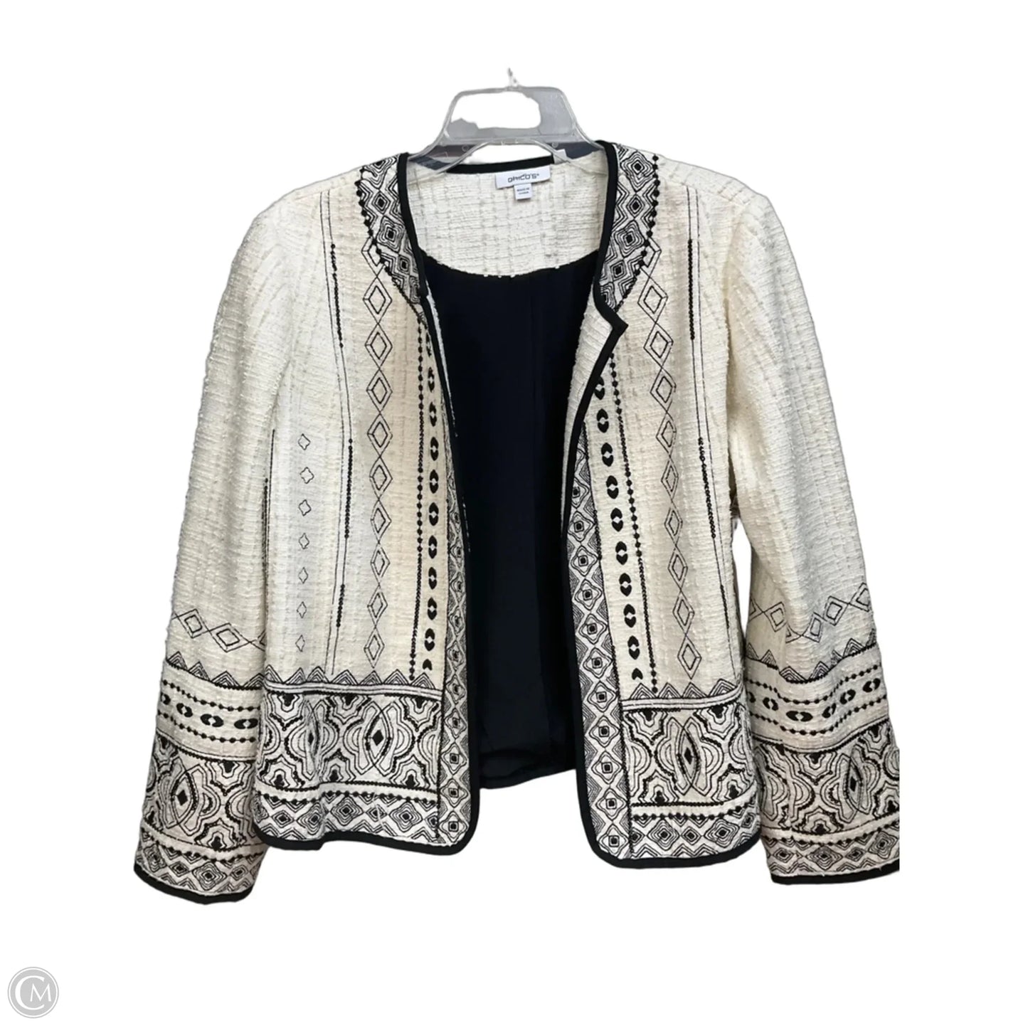 Blazer By Chicos In Black & Cream, Size: L