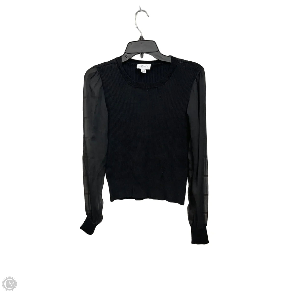 Top Long Sleeve By Carmen By Carmen Marc Valvo In Black, Size: M