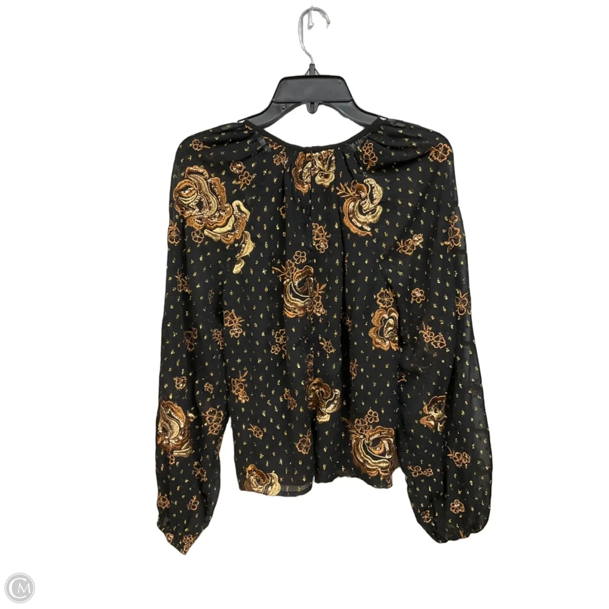 Top Long Sleeve By Express In Black & Gold, Size: S
