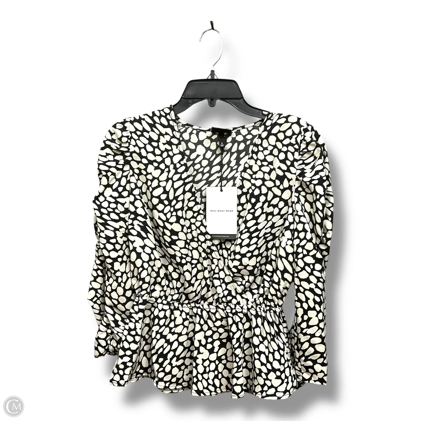 Top Long Sleeve By Who What Wear In Black & White, Size: S