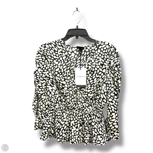 Top Long Sleeve By Who What Wear In Black & White, Size: S