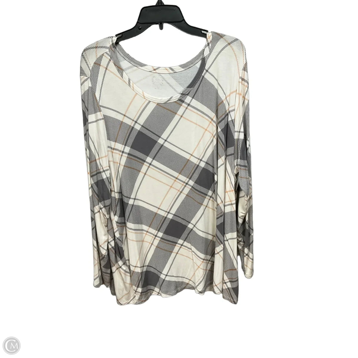 Top Long Sleeve By 24/7 In Plaid Pattern, Size: 3x