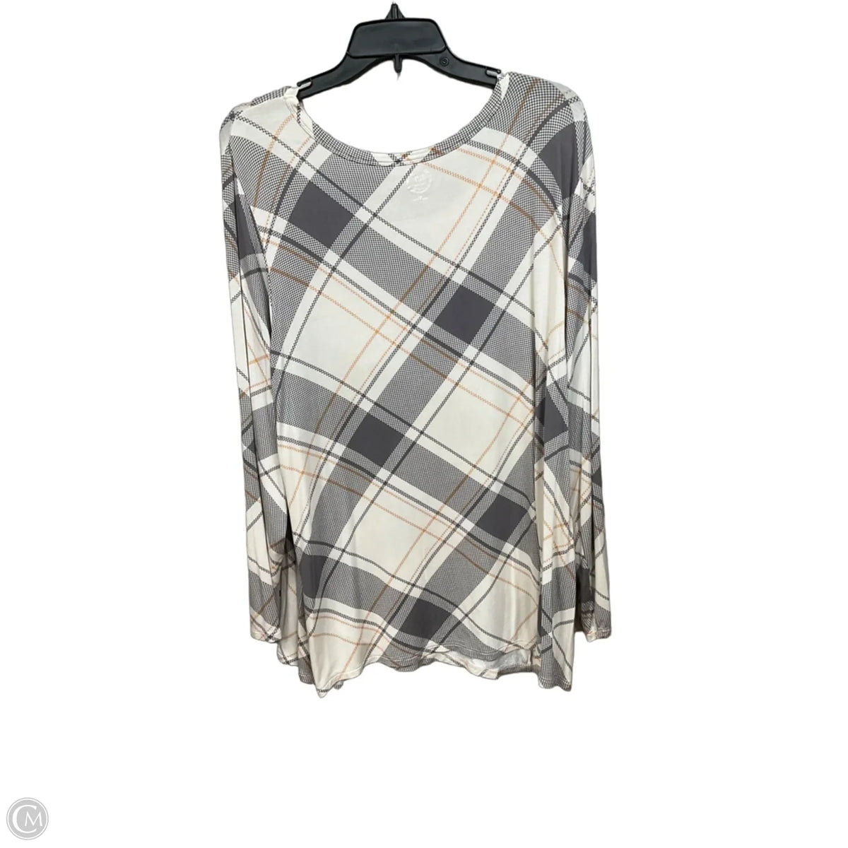 Top Long Sleeve By 24/7 In Plaid Pattern, Size: 3x