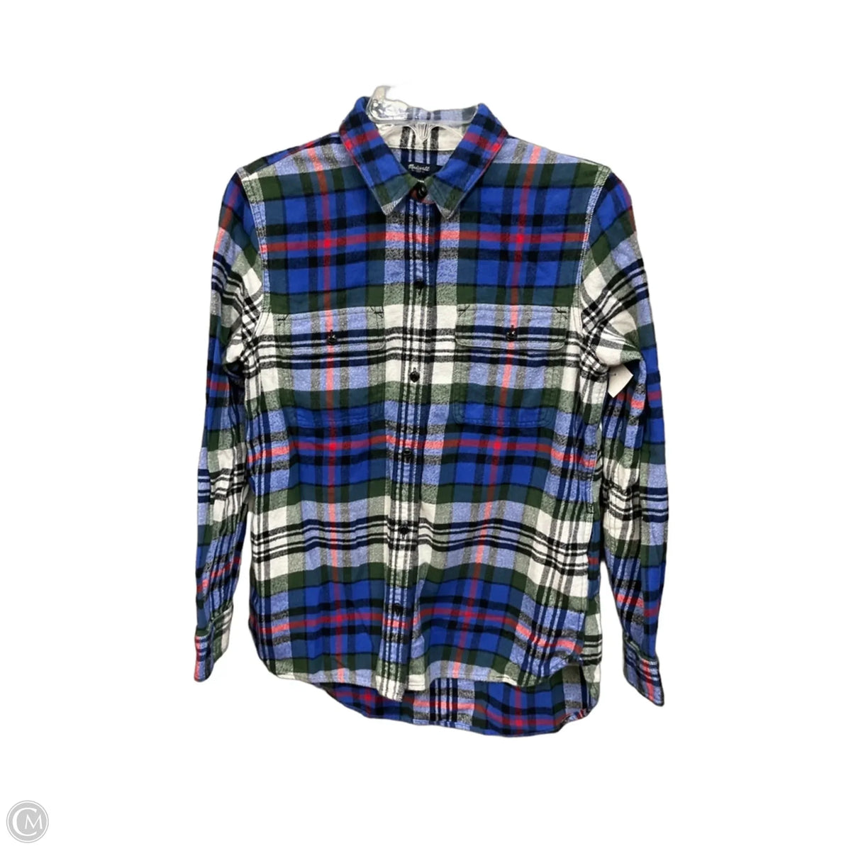 Top Long Sleeve By Madewell In Plaid Pattern, Size: S