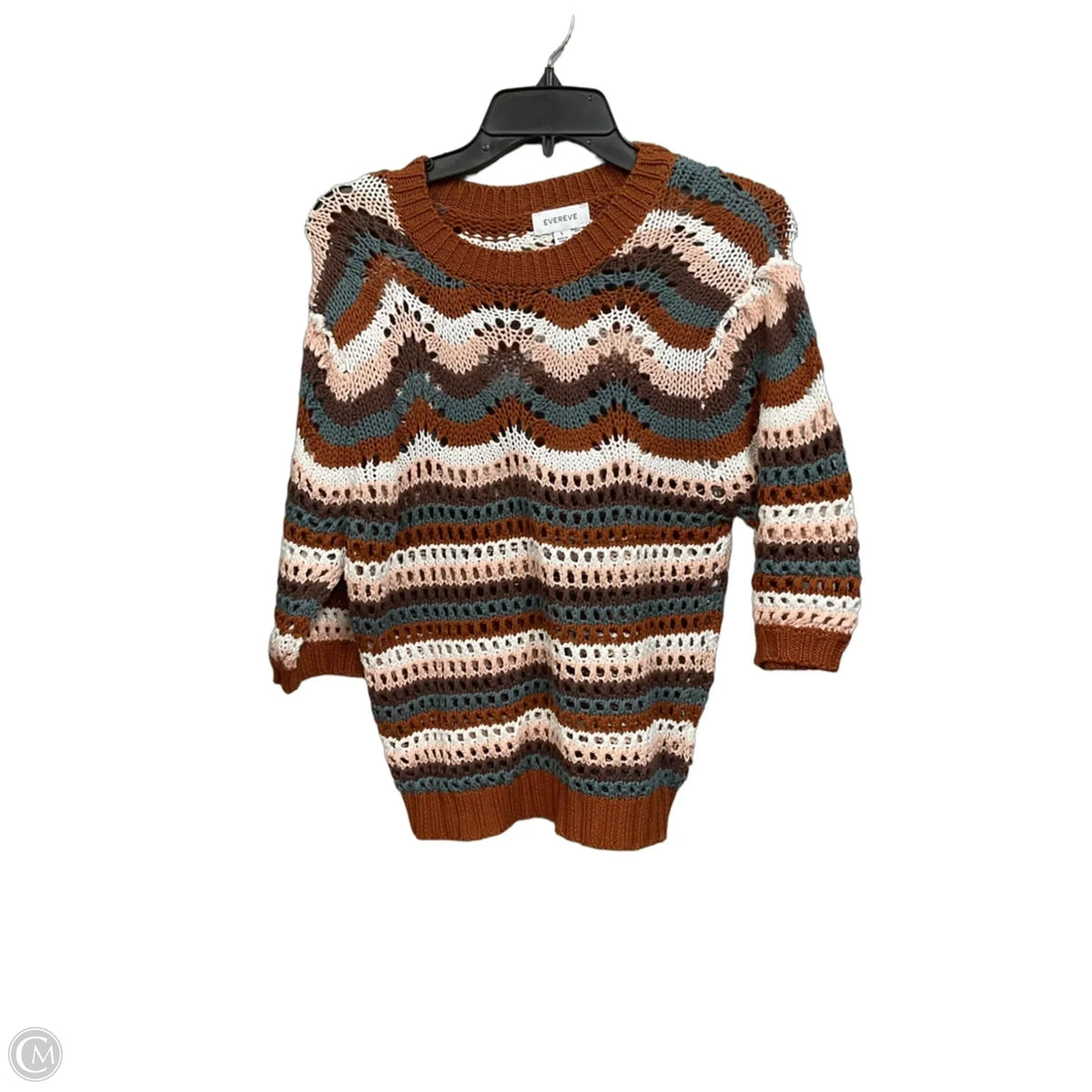 Sweater Short Sleeve By Evereve In Striped Pattern, Size: S