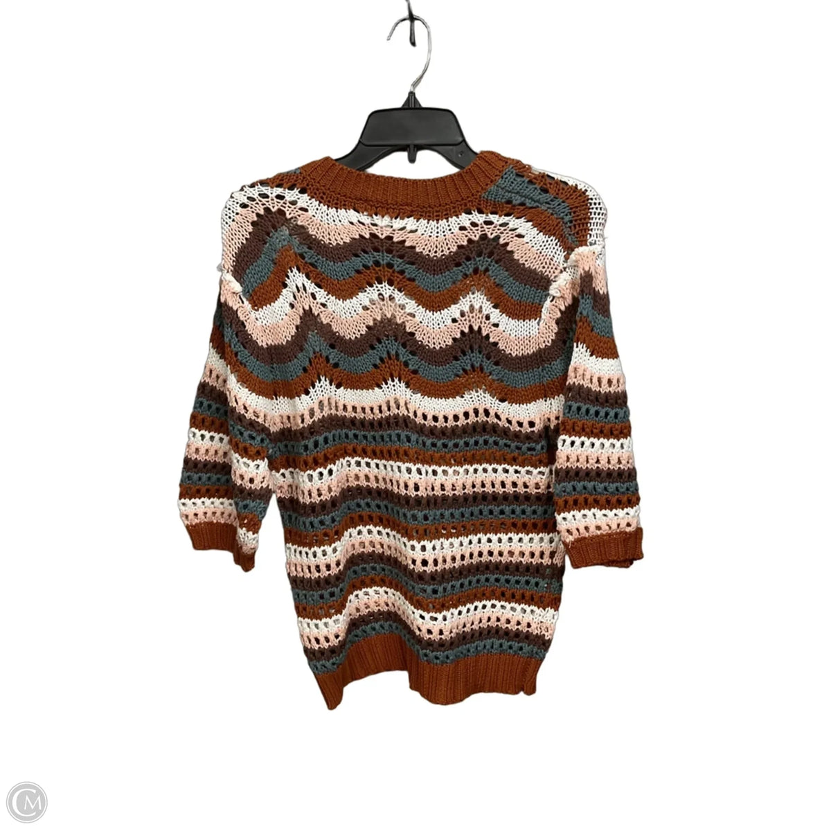 Sweater Short Sleeve By Evereve In Striped Pattern, Size: S